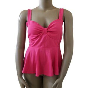 Stretch Knit Sweetheart Neckline Pullover Peplum Cami Top Womens 3XL Barbie Pink